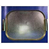 Vintage Textured Gold-Tone Metal Serving Tray