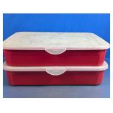 Red Plastic Ornament Storage Bins