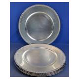 (5) Silver Beaded Trim Charger Plates