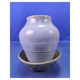 (2)Hand-Thrown Ceramic Vase & Bowl Duo