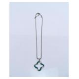 Green Enamel Clover Pendant Necklace