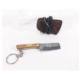 Damascus Mini Knife Keychain