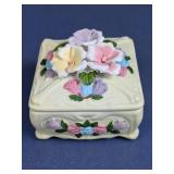 (1) Floral Ceramic Trinket Box