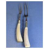 (2) Antler Handle Carving Forks