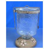 (1) Vintage Glass Floral Jar Decor