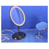 LED Lighted and Pedestal Vanity Mirror Set