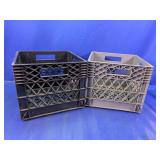 (2)Heavy-Duty Plastic Milk Crates Duo