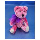 Pink Plush Teddy Bear with Purple Bow