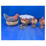 (5)Country Charm Chicken & Rooster Decor Set