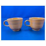 (2)Vintage Harvest Orange Ceramic Mugs Duo