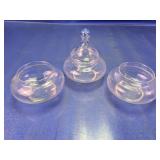 (3) Clear Glass Vanity Jar Set