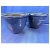 (2) Cobalt Blue Resin Garden Planters