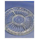 Clear Pressed Glass Divided Serving Tray