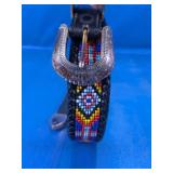 Vintage Western Beaded Braided Leather Belt