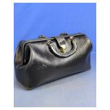Vintage Black Leather Doctor Style Medical Bag