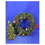 Artificial Pine Wreath & Mini Tree