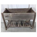 Rustic Wooden Rolling Planter Stand