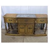 Gold Finish Wood Console Table with Marble Top