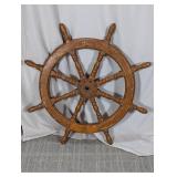 Large Antique Wooden Ship's Wheel