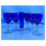 Cobalt Blue Glassware Set with Cylinder Vase