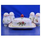 Villeroy & Boch Holly Butter Dish & Shakers Set