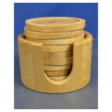 Wood & Cork Coaster Set with Caddy