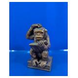 Monkey Reading Darwin Book Figurine