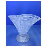 Pressed Clear Glass Footed Celery Vase