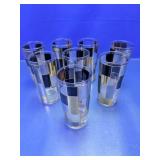 Culver 22k Gold Black & Silver Highball Glasses