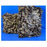 (2) Brown Ruffled Decorative Throw Pillows