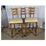 (2) Wooden Ladder-Back Bar Stools
