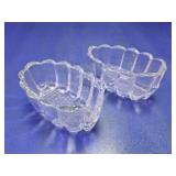 Set of 2 Scalloped Pressed Glass Nut Dishes