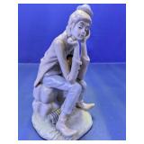 Vintage Pensive Clown Glass Figurine