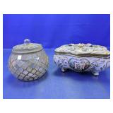 (2)Vintage Mended Porcelain & Gilt Trinket Box Lot