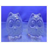 (2)Clear Glass Owl Figurine Duo