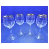 (4)Elegant Gold-Rimmed Wine Stemware Lot