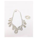 (2) Rhinestone Necklace & Pearl Brooch