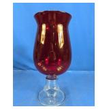 Ruby Red Glass Pedestal Vase