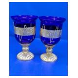 Blue & Gold Decorative Glass Goblet