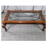 (1) Glass Top Wood Coffee Table