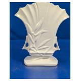 Double Fan White Ceramic Vase