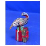 Ceramic Turkey Perched on Gift Boxes Figurine