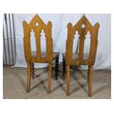 (2) Gothic Style Wooden Chairs