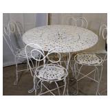 (1) Set of White Metal Patio Table & Chairs