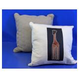 (2) Decorative Giraffe and Textured Pillows