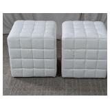 (2) Faux Leather Cube Ottomans