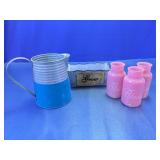 Decorative Metal Planter, Can & Bottles Set