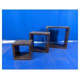 Black Square Wooden Wall Display Shelves