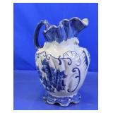 Blue and White Ceramic Pitcher Vase