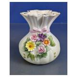 Floral Sack Vase with Pink Bow